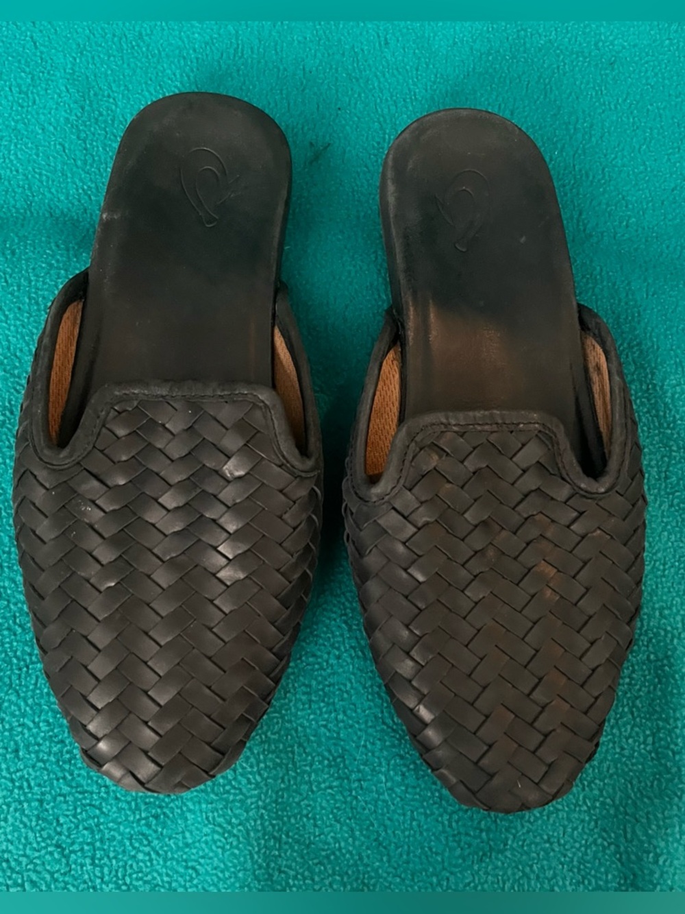 Olu Kai Black Woven Slip-On Mules Sz 9